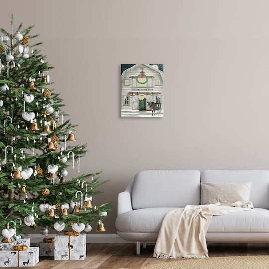 Stupell Industries Christmas Tree Barn Rural Countryside Canvas Wall Art